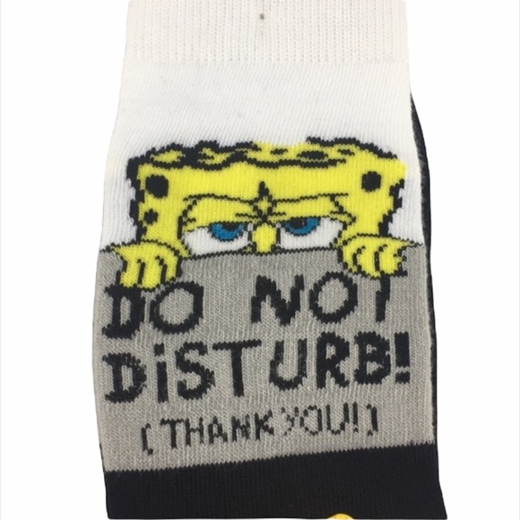 Nickelodeon SpongeBob Square Pants Do Not Disturb (Thank You) Socks, White - Picture 2 of 5